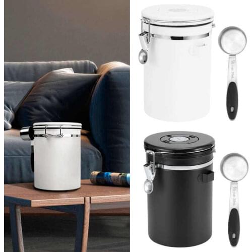 1.8L 304 Stainless Steel Sealing Can Airtight Storage Container with Spoon for Coffee Beans Tea Dried Fruit tea Tea Caddies