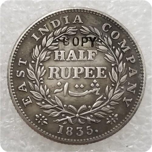 1835 India - British 1/2 Rupee - William IV Copy Coin