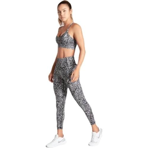 Leopard Gym Leggings Set with Pocket Women Workout Clothes Sportswear Print Suit for Fitness Sport Outfit Women Yoga Set 2021