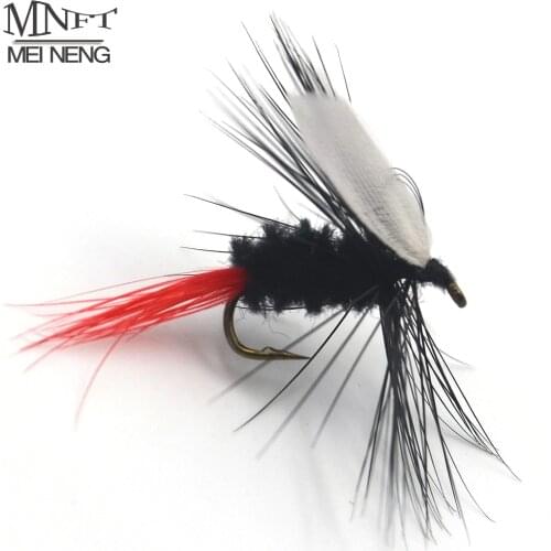 MNFT 10PCS Black Body White Wings Trout Fishing May Fly Dry Fly Buggs Fishing Flies Bass Fishing Spinner Lure Size 10