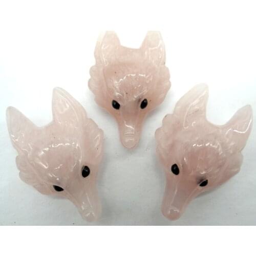 Natural stone fluorite aventurine Quartz Crystal tiger eye Wolf Head shape Pendant for diy jewelry making necklac Accessories2pc