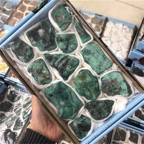 Natural quartz malachite rough raw crystals healing stones for feng shui