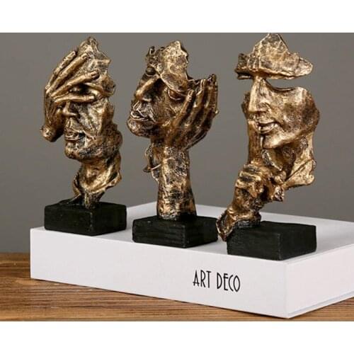 2021 3 Pcs Statue Abstract Resin Desktop Ornaments Sculpture Miniature Figurines Face Character Nordic Art Crafts Office Home