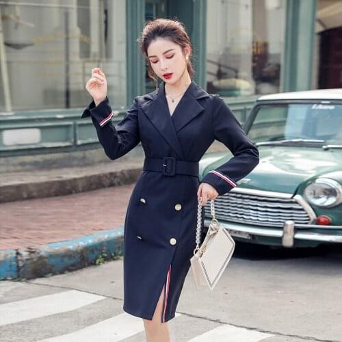New arrival comfortable slim fashion formal dress temperamental Double breasted vintage elegant office lady pencil dress