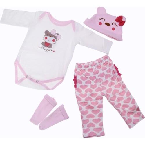 Pink Heart Clothes Five-Piece Suit Fit For 22-23 Inch Reborn Baby Doll Exquisite Workmanship Babies Suit Kids Birthday Gift