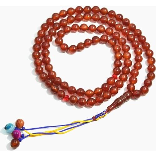 Wholesale Muslim Taisbyha Chalcedony 99 rosary 8/10mm Dark Red agate ball Subhah counter Crimson agate 99 beads Free Shipping