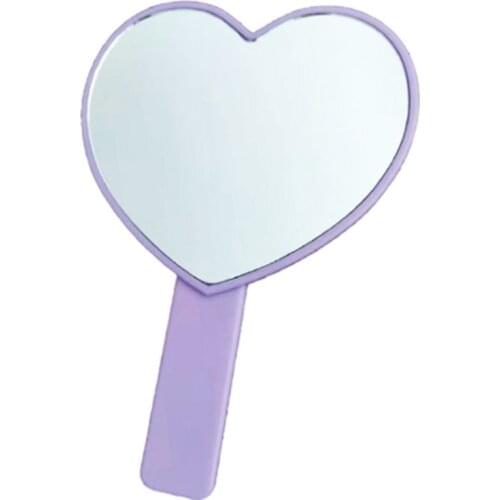 Portable Heart-Shaped Handheld Mirror with Handle Candy Color Cosmetic Tools