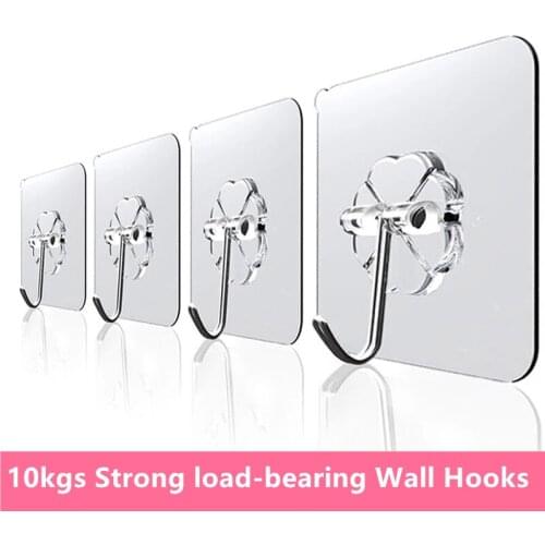 Transparent Strong Self Adhesive Door Wall Hangers Storage Hooks Suction Heavy Load Rack Cup Sucker for Kitchen Bathroom Home