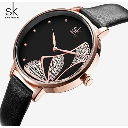 Shengke Top Brand New Women Watches Dial Fashion Leather Ladies Quartz Watch Clock 2019 New SK Waterproof Wristwatch #K0118