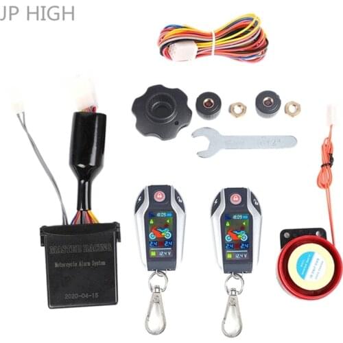 Motorcycle Two-Way Alarm LCD Screen Anti-Theft Security System Support Accu Voltmeter Time Display Tire Pressure Monitor