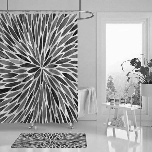 Tropical shower curtain black bathroom shower curtain bathroom shower curtain waterproof polyester shower curtain or cushion