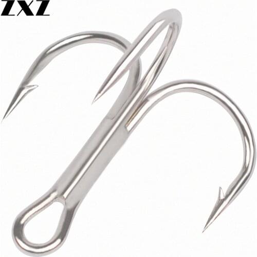 50pcs Treble Fishing Hook High Carbon Treble Hooks Super Sharp Solid 2/4/6/8/10/12/14# Triple Barbed Steel Fishhooks Pike Tackle
