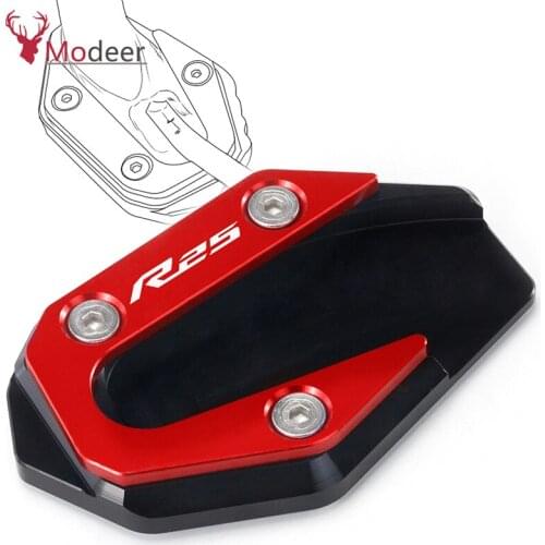 YZF R25 Motorcycle CNC Kickstand Foot Side Stand Extension Pad For Yamaha YZFR25 2013-2018 Support Plate Enlarge Stand YZF-R25