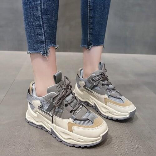 2021 Autumn Women Platform Chunky Sneakers Designers Fashion Lace Up Casual Shoes Woman Tennis Basket Female Vulcanized Shoes