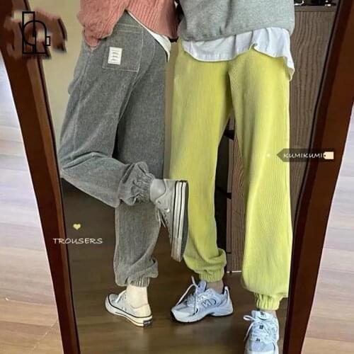 Luck A 2021 Women Autumn Casual Big Size Sold Corduroy Pants Female Winter Loose High Waist Leggings Lady Solid Trousers