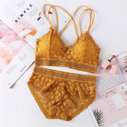 New Women Lace Bra Panties Sets Seamless Backless Vest Sexy Padded Bralette Lingerie Ultrathin Bra & Brief Set Ladies Intimates