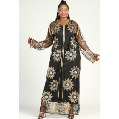 2021 Dubai Middle East Womens Gown With Sequins Embroidered High Quality Top Fashion Open-Breast Coat