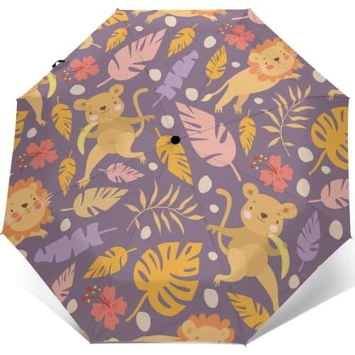 Sunny Umbrella Kids Monkey Lion Automatic folding portable men women umbrella Sunscreen rain Windproof beach parasol