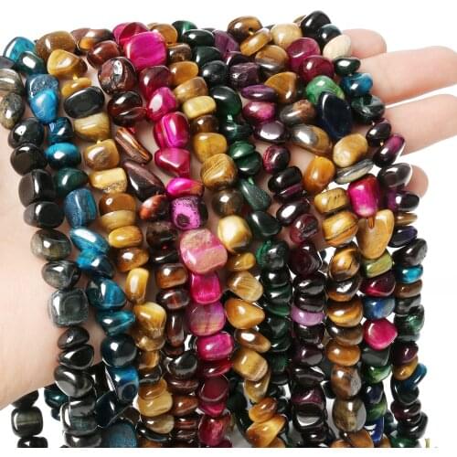 10mm Natural Gem Stone Irregular Yellow Brown Blue Tiger Eye Loose Spacer Beads For Jewelry Making DIY Bracelet Accessories