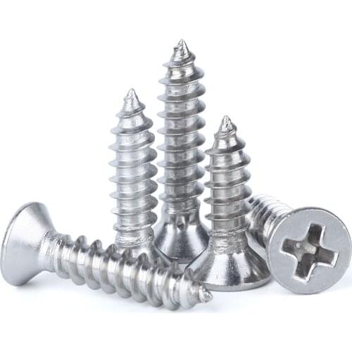 20-100Pcs 316 Stainless Steel Phillips Countersunk Head Self-tapping Wood Screws M2 M2.2 M2.6-M5 Cross Recessed Flat Head Screws