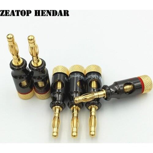 50Pcs Nakamichi 4mm Banana Plug Spiral Type 24K Gold Screw Stereo Speaker Audio Copper Terminal Adapter Electronic Connector