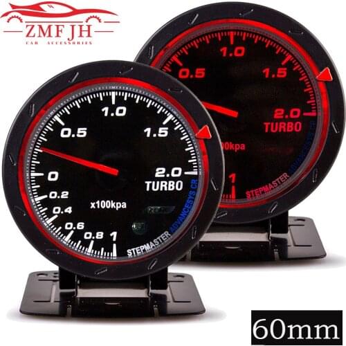60MM Auto Car Turbo Boost Gauge Red & White Lighting 0~200 Kpa BAR Type Black Face Stepper Motor Turbo Pressure Gauge Car Meter