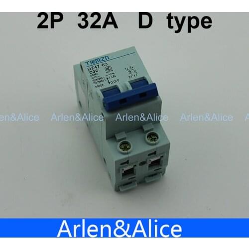 2P 32A D type 240V/415V 50HZ/60HZ Circuit breaker MCB safety breaker