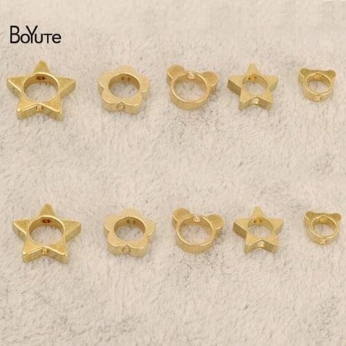 BoYuTe (100 Pieces/Lot) Metal Brass Star Flower Cat Shape Spacer Beads Diy Hand Made Jewelry Accessories Wholesale