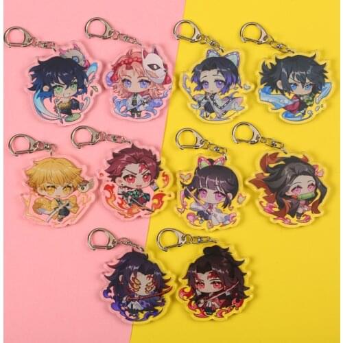 Demon Slayer Kimetsu No Yaiba Cartoon Keychain Pendant Anime Tsuyuri Kanao Kochou Shinobu Kamado Tanjirou Cute Toy Keyring Decor