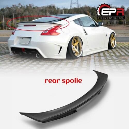 For Nissan 2009 On 370Z Z34 VRS Style Carbon Fiber Rear Wing Base Glossy Finish Trunk Spoiler Lip Fibre Splitter Blade Kit Trim