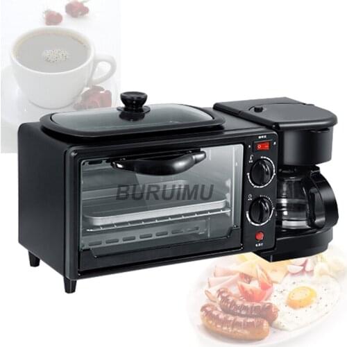 Electric Oven 3 In 1 Breakfast Making Machine Multifunction Drip Coffee Maker Household Bread Pizza Frying Pan Toaster Sonifer