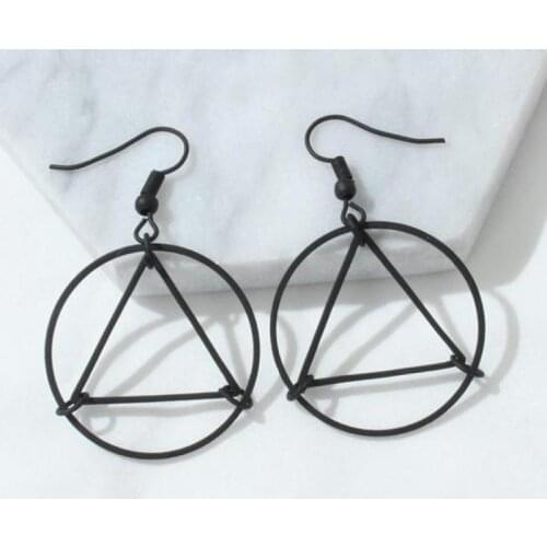 European And American Foreign Trade Minimalist Hollow Triangle Earrings, Circle Geometric Modeling Wild Earrings Female Jewelry