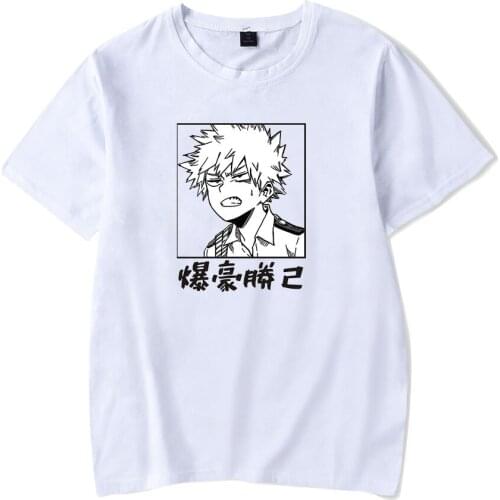 Japan Anime My Hero Academia Bakugou Katsuki Printing Short Sleeves T-shirt Men Women O-neck Tracksuits Casual Regular Top