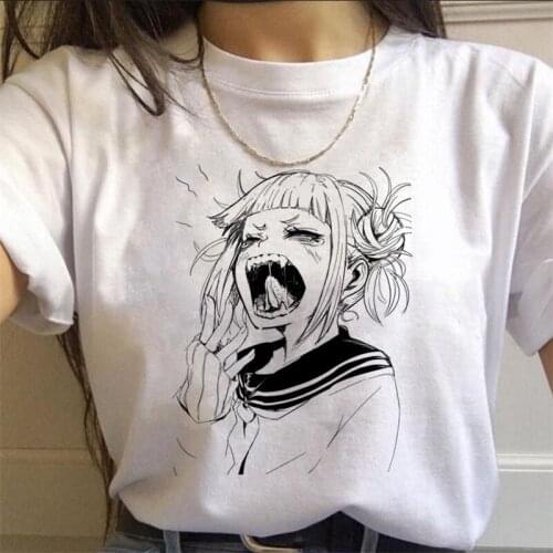 Anime Printed T Shirt My Hero Academia Kawaii Cartoon Himiko Toga Graphic Tees Summer Harajuku Short Sleeve Tshirt for Women Men