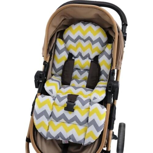 Jaju Baby Handmade, Double Sided , Yellow and Gray Color Zigzag Fabric Baby Stroller Cushion