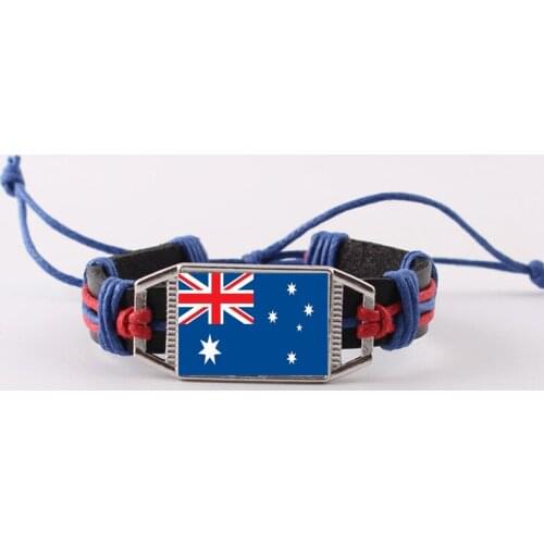 National Flag Leather Bracelet Netherlands Argentina Australia Russia France Croatia Slovakia Serbia Norway UK US for Women Men