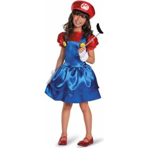Girls Miss Mario Fancy Dress Cosplay Costumes Childs Fantasia Playset Super Mario Game Themed Halloween Carnival Party Dress-up