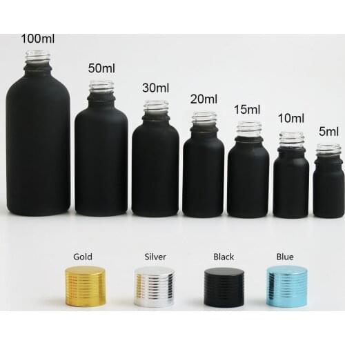 20x Matte black Boston Round Small Empty Essential oil e Liquid Herbal Glass Bottle with Aluminum Screw Cap 5 10 20 30 50 100 ml