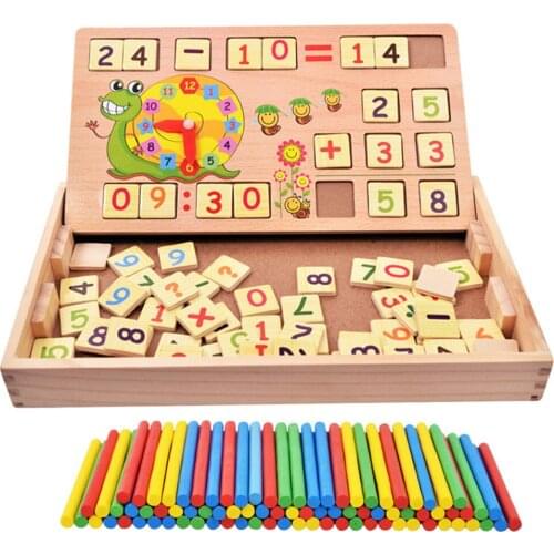 Multifunctional Wooden Digital Operation Learning Box Arithmetic Domino Magnetic Drawing Board Childrens Puzzle Box