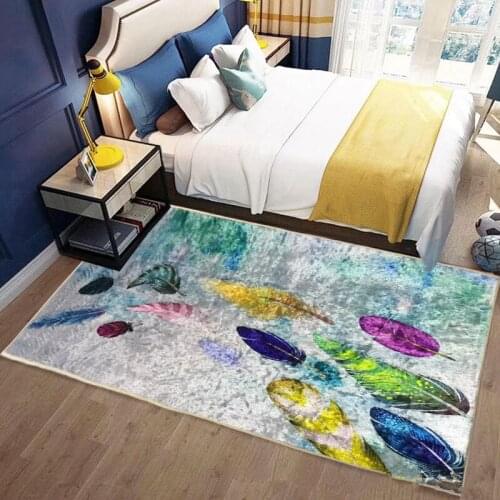 Cartoon feather 3D Printing Mat/Rug Soft Golden Velvet Home Decor Carpet Kids Play Area Rugs Child Room Carpets for Living Room