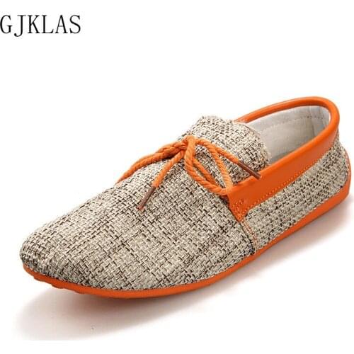 Men Casual Shoes Lace-up Linen Cloth Shoes Man Breathable Mens Canvas Shoes Moccasins Flats Driving Footwear Zapatos De Hombre