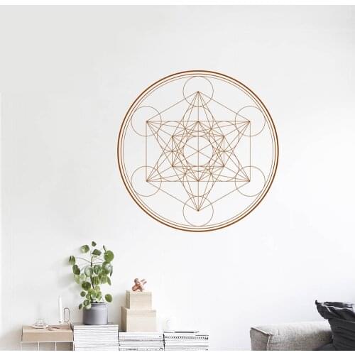 SACRED GEOMETRY Metatrons Cube Wall Stickers ALCHEMY GEOMETRIC Vinyl Wall Decal Line Boho Mandala Sticker Home Decoration P394