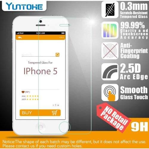 New 0.3mm 2.5D Ultrathin Premium Tempered Glass For iPhone 5 5s 5c Screen Protector Protective Film 500pcs/lot