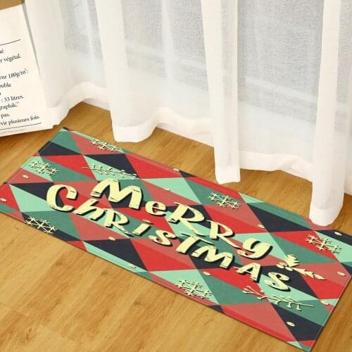 New Year Carpet Merry Christmas Kitchen Bath Floor Mat Christmas Tree Santa Printed Area Rug Non-slip Xmas Party Welcome Doormat