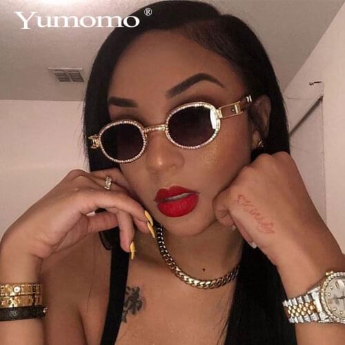 Vintage Colorful Small Round Rhinestone Sunglasses Women Steampunk Diamond Sun Glasses Classic Fashion Eyeglasses Men Clear Lens