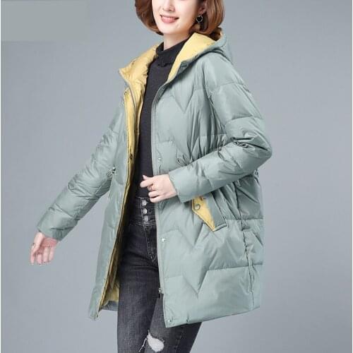 Hooded Parkas Womens Winter 2021 Korean New Loose Down Cotton Jacket Windproof Mother Long Warm Outwear Loose Snow Coat Female