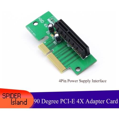 90 Degree PCI-E 4X Riser Card PCIe 4X Adapter Card Horizontal Converter Card with 4pin Power Supply Interface Card