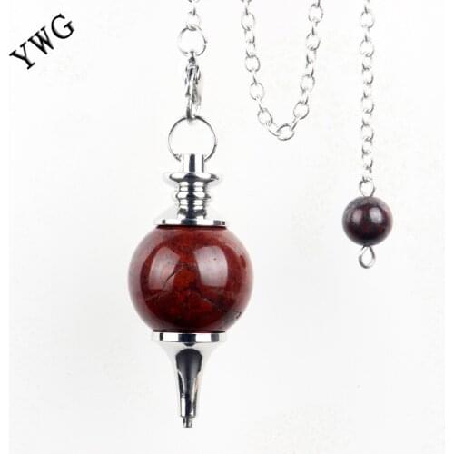 Natural Opalite Clear Crystal Pendulum Tiger eye Dowsing Round Sphere Crafts Chakra Healing Reiki Bead End Free Pouch