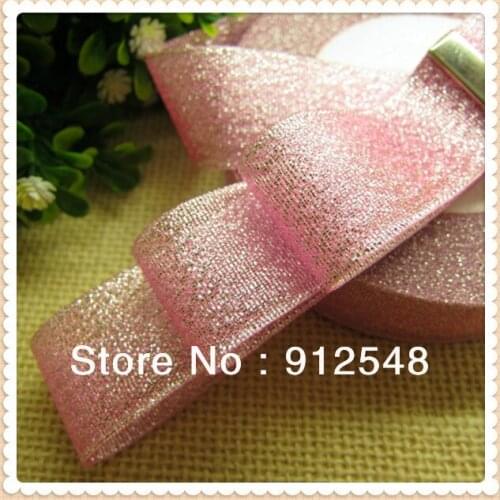 1'' (25mm) in Width 25yards Christmas Metallic Glitter Organza Ribbons for Gift Wrapping, Christmas Tree Room Decoration