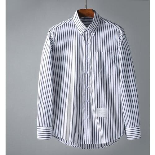 New Nice Men Oxford Classic Colorful striped Fashion Cotton Casual Shirts Shirt high quality Pocket long-sleeves Top M 2XL D110
